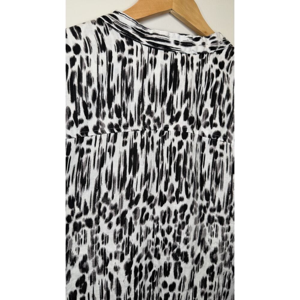 JM Collection Woman 100% Linen Animal Print Button Blouse Shirt Top Plus 24W - Picture 8 of 9